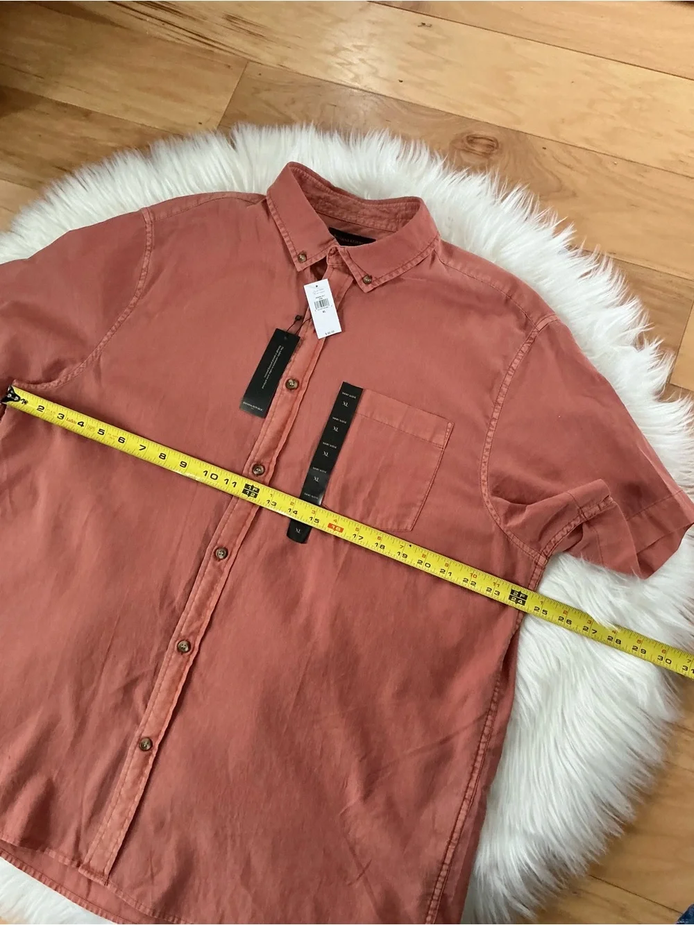 NWT Banana Republic Short Sleeve Slim Fit Button-Down Shirt in Rust Size XL